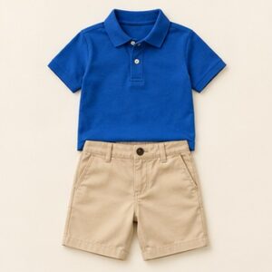 Royal Blue Polo and Shorts Set
