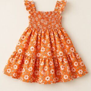 Orange Floral Summer Dress
